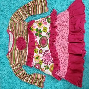 Sage & Lilly Floral and Stripe Long Sleeve Dress